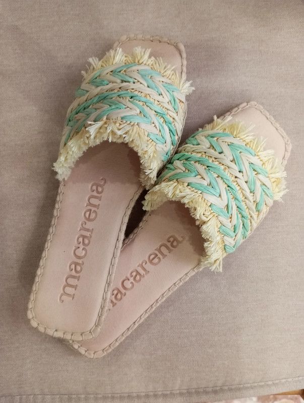 Sandalias Macarena Beige y Turquesa