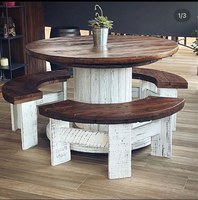 ♻️MESAS BOBINAS CARRETE MADERA CABLE CHILLPALET 🧵‼️