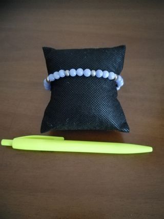 Bracciale in acciaio con Agata blu lace