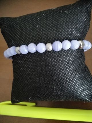 Bracciale in acciaio con Agata blu lace