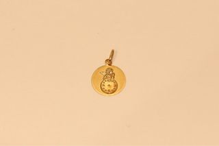 MEDALLA DE BEBE, ANGEL CON RELOJ ORO 18K/0.8Gr