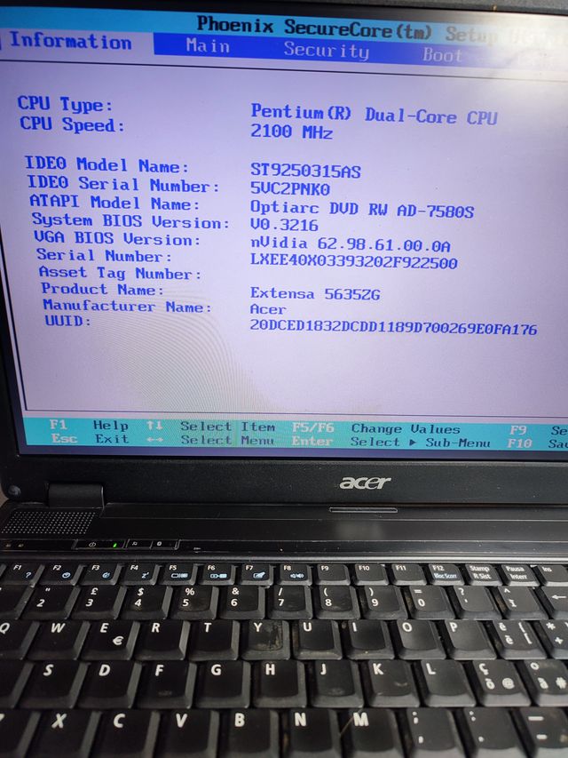 notebook acer extensa 5635zg