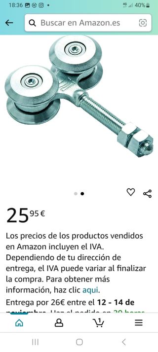 PAREJA ROLDANAS POLEAS PUERTAS CORREDERA