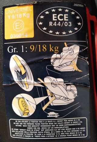 Silla coche niño (0-18 kg) Grupo 0 y 1