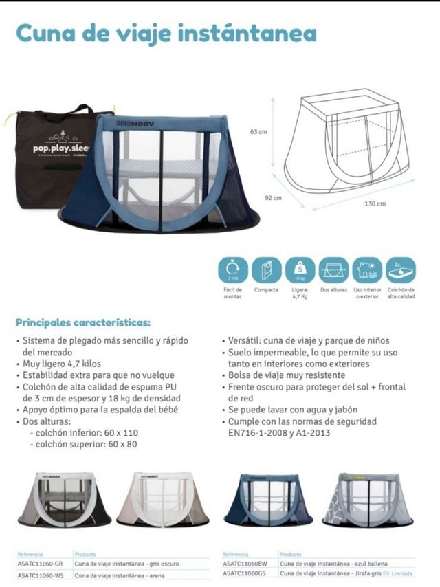 Cuna de viaje Aeromoov sin uso