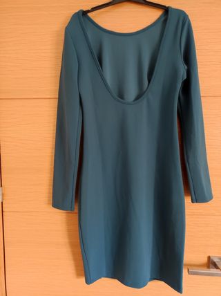 Vestido verde espalda manga larga tall m