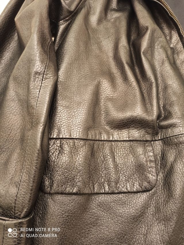 Chaquetón de piel negro mujer