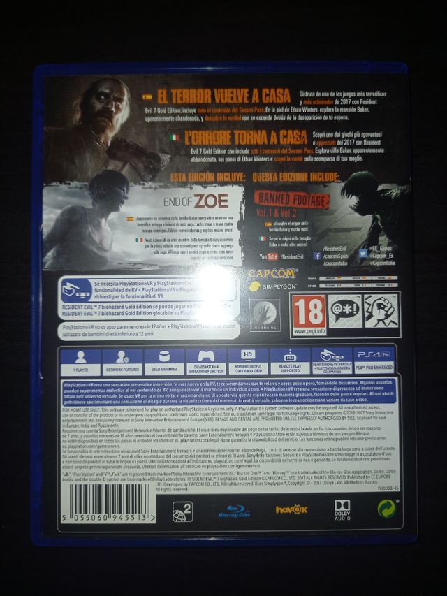 Perfecto estado PAL España Resident evil VII gold