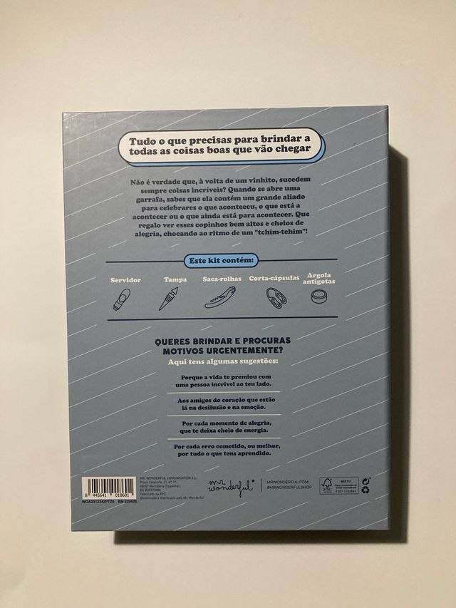 Kit Vinho Mr. Wonderful novo - saca-rolhas + acess