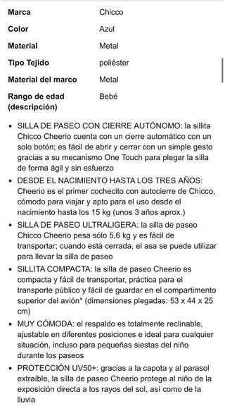 Chicco Silla Paseo Bebé Cheerio