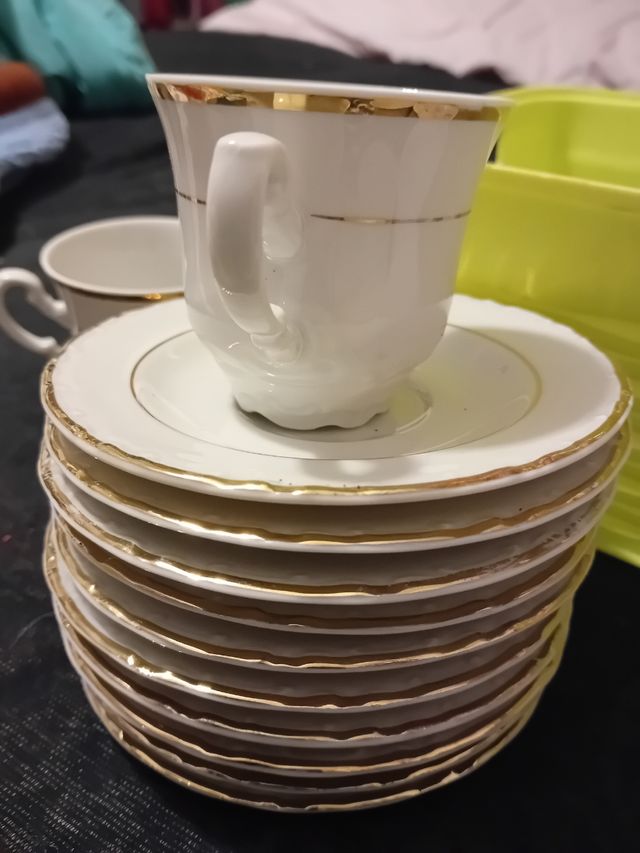 Juego de café, filo de oro real