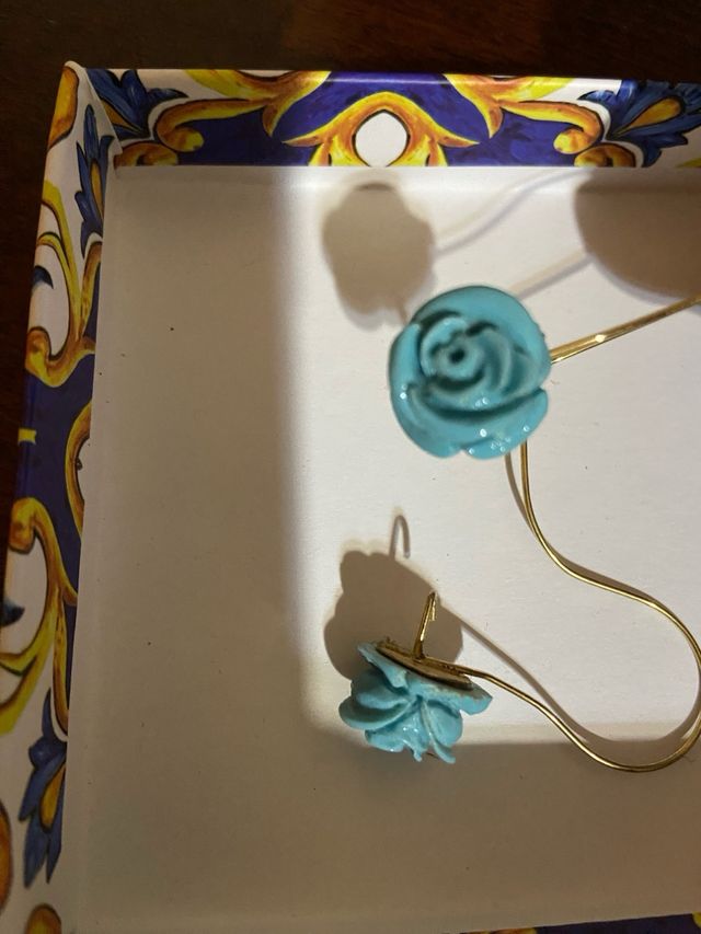 Orecchini bijoux a forma di rosa turchese