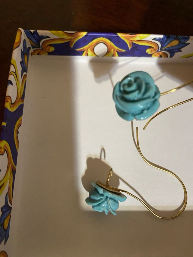 Orecchini bijoux a forma di rosa turchese