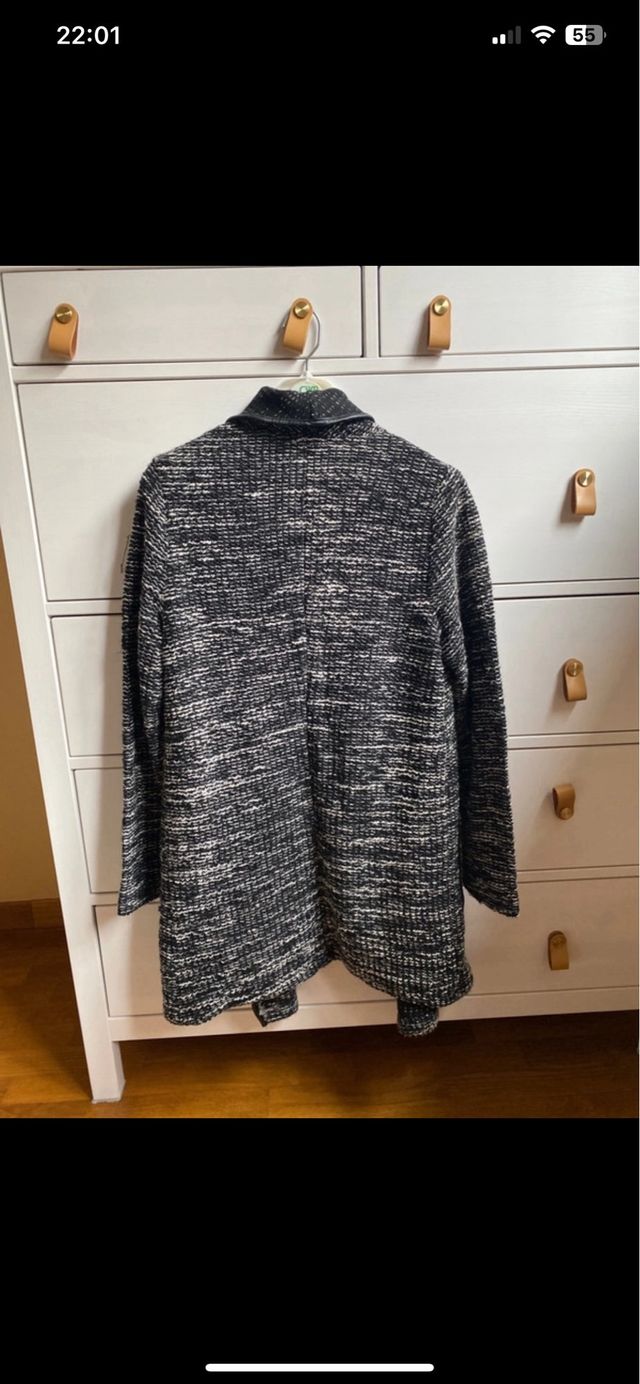 Chaqueta jaspeada con ribetes en piel St