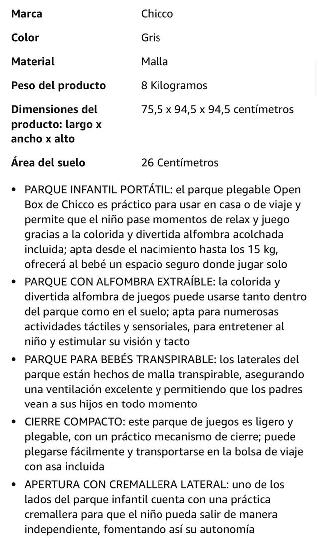 Chicco Open Box Parque Bebé