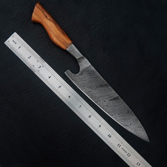 Coltello cuoco fatto a mano in acciaio damasco