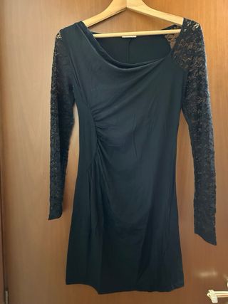 Vestito corto in maglina e pizzo