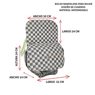 Bolso Bandolera para Mujer Diseño a Cuadros Gris