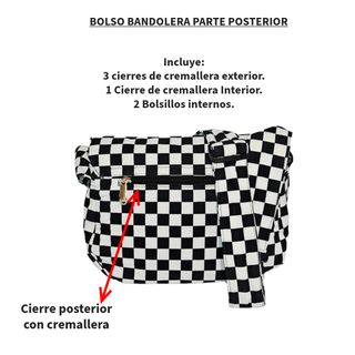 Bolso Bandolera a Cuadros para Mujer Diseño Negro