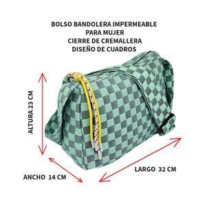 Bolso Bandolera a cuadros para Mujer Azul Claro