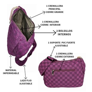 Bolso Bandolera a cuadros para Mujer Azul Claro