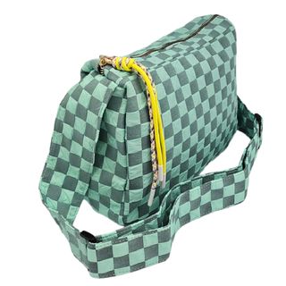 Bolso Bandolera a cuadros para Mujer Azul Claro