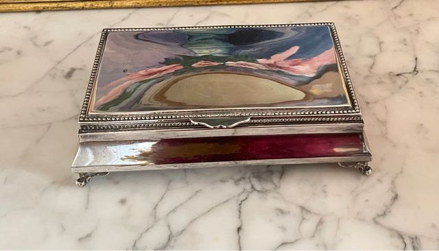 Juego de tocador antiguo de alpaca