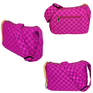 Bolso Bandolera para Mujer Diseño a Cuadros Fucsia