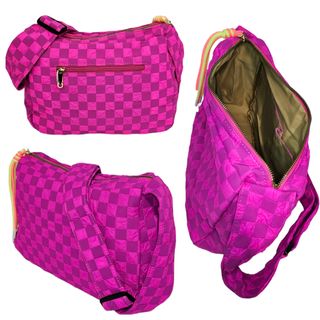 Bolso Bandolera para Mujer Diseño a Cuadros Fucsia