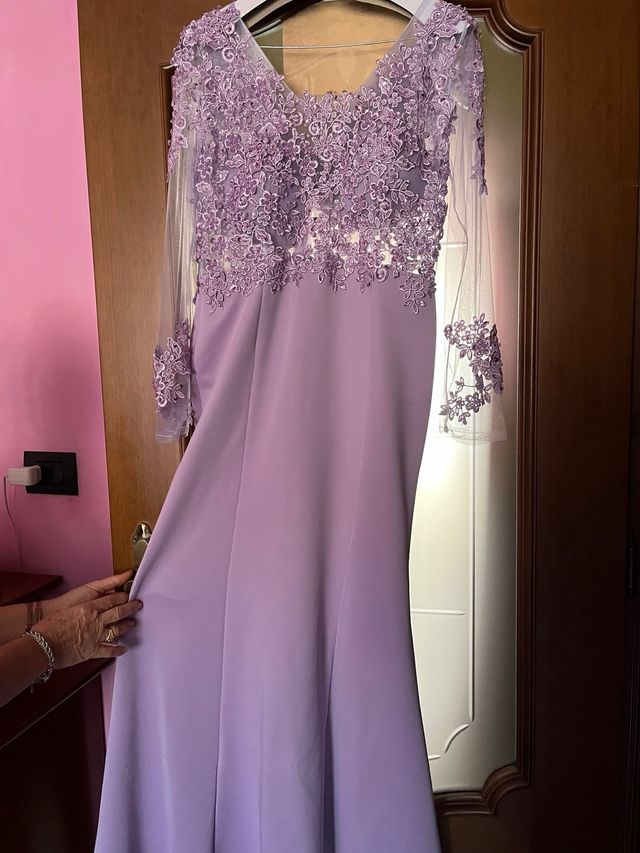 Abito lungo lilla,elegante,tg 48,usato 1 volta