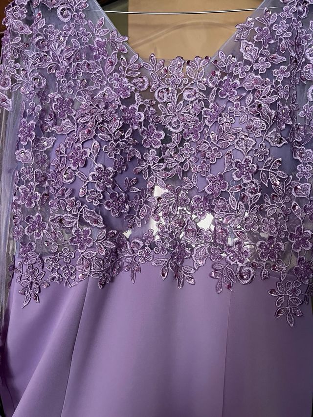 Abito lungo lilla,elegante,tg 48,usato 1 volta