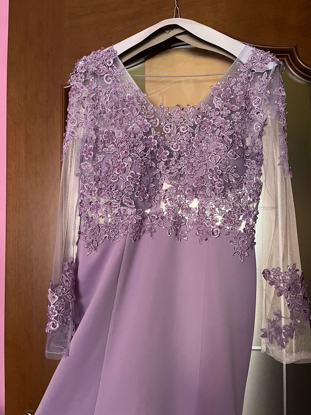 Abito lungo lilla,elegante,tg 48,usato 1 volta