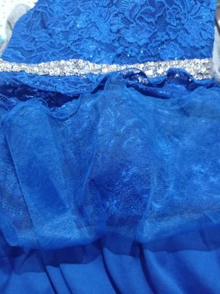 Vestido de fiesta azul brillo plateado talla 40