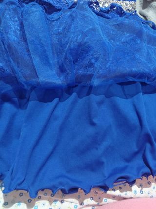 Vestido de fiesta azul brillo plateado talla 40