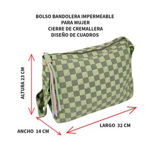 Bolso Bandolera para Mujer Diseño a Cuadros Verde