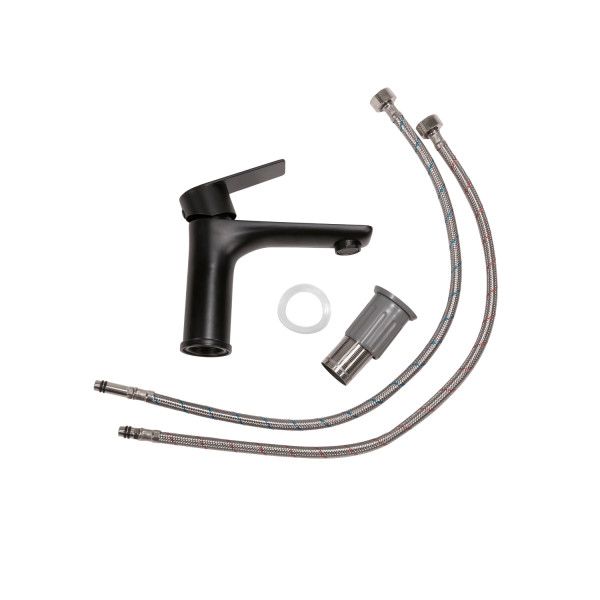 Grifo Lavabo Negro, Agua Caliente-Fría Caño Bajo