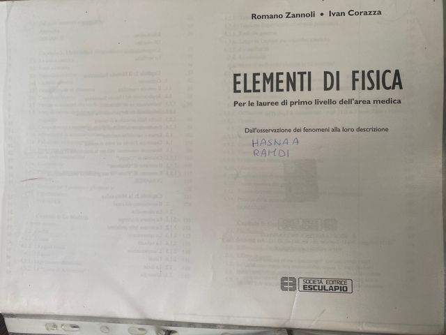 ELEMENTI DI FISICA Per le lauree