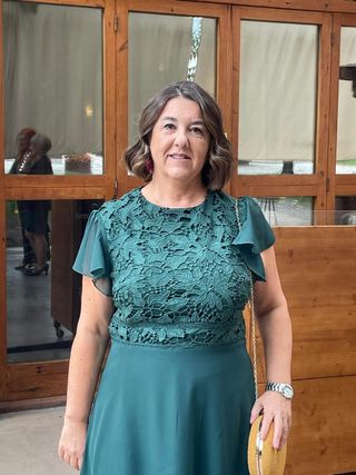 Vestido verde gasa, boda, evento, fiesta