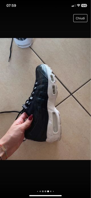 scarpe nike airmax 95 bianche e nere 40,5