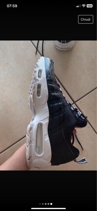 scarpe nike airmax 95 bianche e nere 40,5