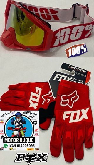 Guantes bici mtb fox y gafas 100% descenso enduro 