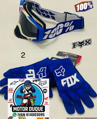 Guantes fox bici y gafas 100% mtb descenso
