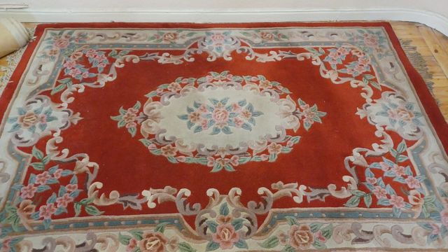 ANTIGUA ALFOMBRA LANA ROJA