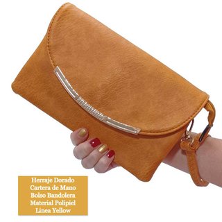 Bolso de Mano para Mujer Herraje Dorado Amarillo