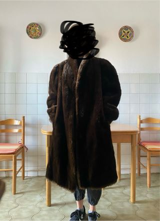 Abrigo de piel sintética tipo visón 