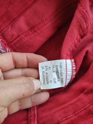 Pantalón pana fina rojo