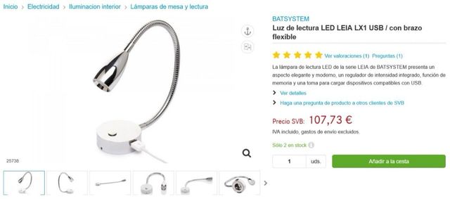 Luz de lectura Batsystem LED LEIA LX1 USB