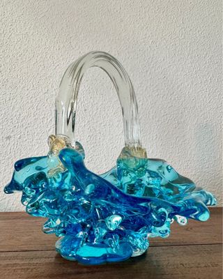 Antigua cesta en cristal de Murano Barovier & Toso
