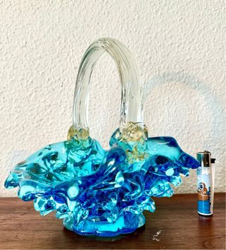 Antigua cesta en cristal de Murano Barovier & Toso
