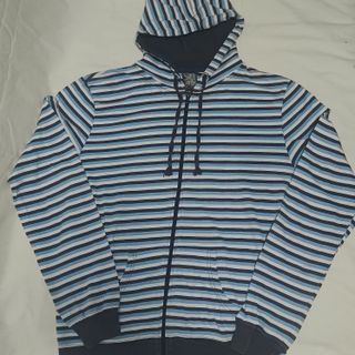 Striped hoodie sweatshirt with zipper SMOG Blue, W